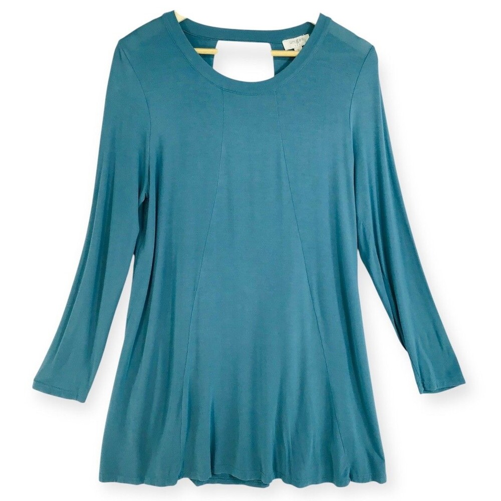 Umgee Dress Women's Large Teal Open Back Soft Knit Flowy SOFT